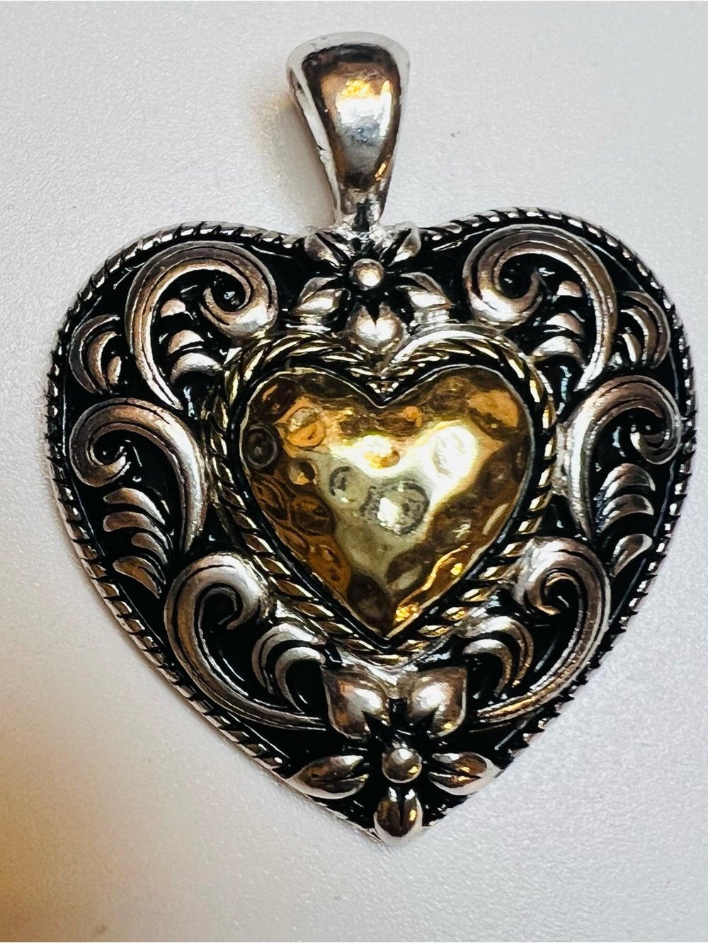 Heart-Shaped Two-Tone Silver and Gold Pendant